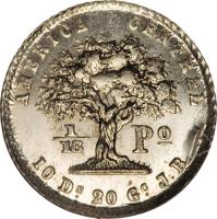 reverse of 1/16 Peso (1850 - 1862) coin with KM# 101 from Costa Rica.