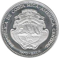 Costa Rica coin 20 Colones - Venus of Milo (1970) obverse obverse of 20 Colones - Venus of Milo (1970) coin with KM# 193 from Costa Rica. Inscription: REPUBLICA DE COSTA RICA-AMERICA CENTRAL 1970-B.C.C.R.