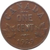 reverse of 1 Cent - George V - Smaller (1920 - 1936) coin with KM# 28 from Canada. Inscription: CANADA ONE CENT 1923
