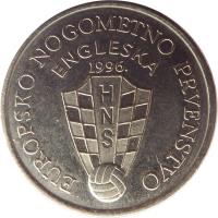 Croatia coin 50 Lipa - European Football Championship (1996) obverse obverse of 50 Lipa - European Football Championship (1996) coin with KM# 39 from Croatia. Inscription: EUROPSKO NOGOMETNO PRVENSTVO ENGLESKA 1996. H N S