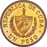 obverse of 1 Peso - José Martí (1915 - 1916) coin with KM# 16 from Cuba. Inscription: REPUBLICA DE CUBA · UN PESO ·