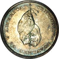 reverse of 50 Centavos (1892) coin with KM# 112 from El Salvador. Inscription: America Central 50 Centavos