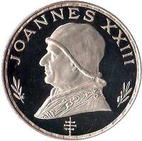 reverse of 75 Pesetas - Pope John XXIII (1970) coin with KM# 8 from Equatorial Guinea. Inscription: JOANNES XXIII