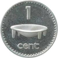 Fiji coin 1 Cent - Elizabeth II - Silver Proof; 2'nd Portrait (1976) reverse reverse of 1 Cent - Elizabeth II - Silver Proof; 2'nd Portrait (1976) coin with KM# 27a from Fiji. Inscription: 1 cent