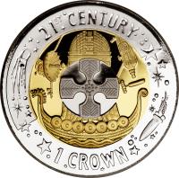 reverse of 1 Crown - Elizabeth II - 21st Century - 3'rd Portrait (2001) coin with KM# 906b from Gibraltar. Inscription: 21ST CENTURY 1 CROWN