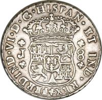 obverse of 8 Reales - Fernando VI (1754 - 1760) coin with KM# 18 from Guatemala.