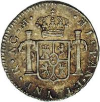 reverse of 1/2 Real - Carlos III (1786 - 1787) coin with KM# 32a from Guatemala.