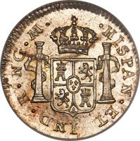 reverse of 1/2 Real - Fernando VII (1808 - 1821) coin with KM# 65 from Guatemala.