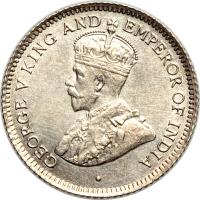 obverse of 4 Pence - George V (1911 - 1916) coin with KM# 28 from Guyana. Inscription: GEORGE V KING AND EMPEROR OF INDIA