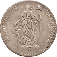 obverse of 1/2 Escalin (1802) coin with KM# 21 from Haiti. Inscription: REPUBLIQUE FRANCAISE