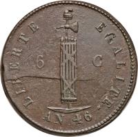 Haiti coin 6 Centimes (1849) obverse obverse of 6 Centimes (1849) coin with KM# 32 from Haiti.