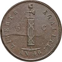 obverse of 6 Centimes (1849) coin with KM# 32 from Haiti.