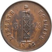 obverse of 6 1/4 Centimes (1846) coin with KM# 29 from Haiti.