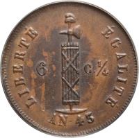 Haiti coin 6 1/4 Centimes (1846) obverse obverse of 6 1/4 Centimes (1846) coin with KM# 29 from Haiti.