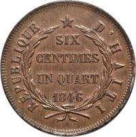 Haiti coin 6 1/4 Centimes (1846) reverse reverse of 6 1/4 Centimes (1846) coin with KM# 29 from Haiti.