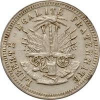 reverse of 5 Centimes (1889) coin with KM# 50 from Haiti.