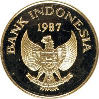 obverse of 200000 Rupiah - Wildlife (1987) coin with KM# 46 from Indonesia. Inscription: BANK INDONESIA 1987