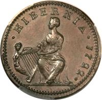 Ireland coin 1/2 Penny - George I (1722) reverse reverse of 1/2 Penny - George I (1722) coin with SP# 6600 from Ireland. Inscription: .HIBERNIA. 1722.