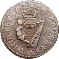 Ireland coin 1/2 Penny - Charles II - Large letters (1680 - 1682) reverse reverse of 1/2 Penny - Charles II - Large letters (1680 - 1682) coin with SP# 6574 from Ireland. Inscription: MAG.BR.FRA ET HIB. REX 1861