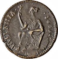 reverse of 1/2 Penny - James II - Siege Coinage (1691) coin with SP# 6594 from Ireland. Inscription: HIBERNIA 1691