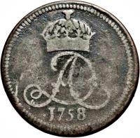 obverse of 1/2 Penny - James Murray (1758) coin with KM# 6 from Isle of Man. Inscription: 1758