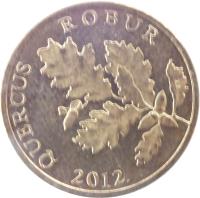 obverse of 5 Lipa - Latin text (1994 - 2014) coin with KM# 15 from Croatia. Inscription: QUERCUS ROBUR KK 1994.