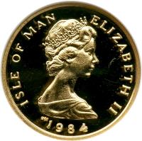 Isle of Man coin 1/10 Angel - Elizabeth II - 2'nd Portrait (1984) obverse obverse of 1/10 Angel - Elizabeth II - 2'nd Portrait (1984) coin with KM# 138 from Isle of Man. Inscription: ISLE OF MAN ELIZABETH II 1984