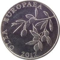 obverse of 20 Lipa - Latin text (1994 - 2014) coin with KM# 17 from Croatia. Inscription: OLEA EUROPAEA KK 1998.