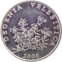 obverse of 50 Lipa - Latin text (1994 - 2014) coin with KM# 19 from Croatia. Inscription: DEGENIA VELEBITICA KK 2002.