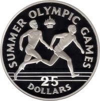 Jamaica coin 25 Dollars - Elizabeth II - Relay Runners (1988) reverse reverse of 25 Dollars - Elizabeth II - Relay Runners (1988) coin with KM# 141 from Jamaica. Inscription: SUMMER OLYMPIC GAMES 25 DOLLARS