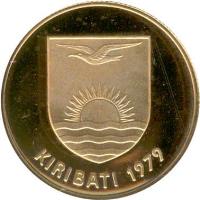 Kiribati coin 150 Dollars - Independence (1979) obverse obverse of 150 Dollars - Independence (1979) coin with KM# 9 from Kiribati. Inscription: KIRIBATI 1979