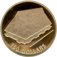 reverse of 150 Dollars - Independence (1979) coin with KM# 9 from Kiribati. Inscription: 150 DOLLARS