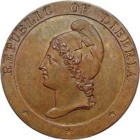 Liberia coin 2 Cents (1847) obverse obverse of 2 Cents (1847) coin with KM# 2 from Liberia. Inscription: REPUBLIC OF LIBERIA