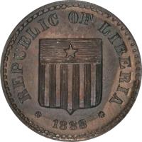 Liberia coin 1 Cent (1888) obverse obverse of 1 Cent (1888) coin with KM# Pn17 from Liberia. Inscription: REPUBLIC OF LIBERIA *1888*