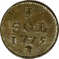 Luxembourg coin 1 Sol - Maria Theresa (1775) reverse reverse of 1 Sol - Maria Theresa (1775) coin with KM# 6 from Luxembourg. Inscription: 1 SOL 1775