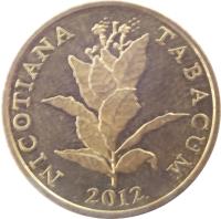 Croatia coin 10 Lipa - Latin text (1994 - 2014) obverse obverse of 10 Lipa - Latin text (1994 - 2014) coin with KM# 16 from Croatia. Inscription: NICOTIANA TABACUM KK 2002.