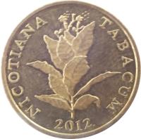 obverse of 10 Lipa - Latin text (1994 - 2014) coin with KM# 16 from Croatia. Inscription: NICOTIANA TABACUM KK 2002.