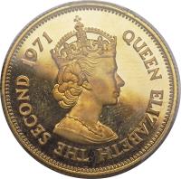 obverse of 200 Rupees - Elizabeth II - Independence - 1'st Portrait (1971) coin with KM# 39 from Mauritius. Inscription: QUEEN ELIZABETH THE SECOND 1971