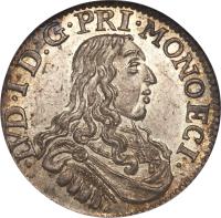 obverse of 5 Sols - Louis I (1662 - 1664) coin with KM# 36 from Monaco. Inscription: · LVD · I · D:G · PRI · MONOECI ·