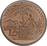 obverse of 1 Penny - Milner & Thompson, Christchurch coin with KM# Tn54 from New Zealand. Inscription: NEW ZEALAND