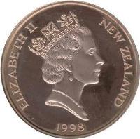 obverse of 10 Dollars - Elizabeth II - Century of Motoring (1998) coin with KM# 114 from New Zealand. Inscription: ELIZABETH II NEW ZEALAND 1998