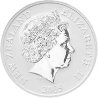 obverse of 1 Dollar - Rowi (2005) coin with KM# 153 from New Zealand. Inscription: NEW ZEALAND ELIZABETH II 2005