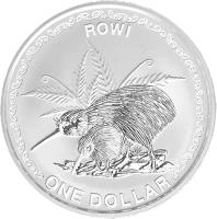 New Zealand coin 1 Dollar - Rowi (2005) reverse reverse of 1 Dollar - Rowi (2005) coin with KM# 153 from New Zealand. Inscription: ROWI ONE DOLLAR