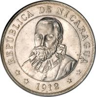 obverse of 1 Cordoba (1912) coin with KM# 16 from Nicaragua.