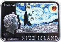 Niue coin 1 Dollar - Elizabeth II - Vincent van Gogh (2007) obverse obverse of 1 Dollar - Elizabeth II - Vincent van Gogh (2007) coin with KM# 176 from Niue. Inscription: 1 DOLLAR 2007 ELIZABETH II NIUE ISLAND