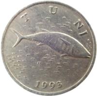 Croatia coin 2 Kune - Croatian text (1993 - 2015) obverse obverse of 2 Kune - Croatian text (1993 - 2015) coin with KM# 10 from Croatia. Inscription: T U NJ KK 1995.