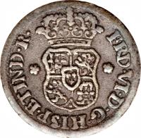 obverse of 1/2 Real - Fernando IV (1751 - 1760) coin with KM# 51 from Peru. Inscription: FRD · VI · D · G · HISP · ET · IND · REX