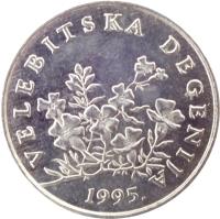 Croatia coin 50 Lipa - Croatian text (1993 - 2015) obverse obverse of 50 Lipa - Croatian text (1993 - 2015) coin with KM# 8 from Croatia. Inscription: VELEBITSKA DEGENIJA KK 2003.