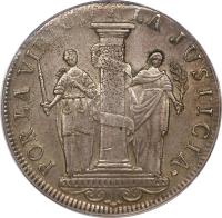 Peru coin 8 Reales - Provisional Coinage (1822 - 1823) reverse reverse of 8 Reales - Provisional Coinage (1822 - 1823) coin with KM# 136 from Peru.