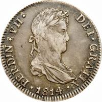 obverse of 4 Reales - Fernando VII - Colonial Milled Coinage (1811 - 1821) coin with KM# 116 from Peru.